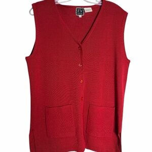 Franco Valeri - Women's V-Neck Red Sweater Vest